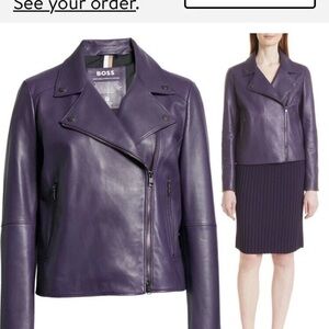 Boss Women's Deep Purple Leather Jacket